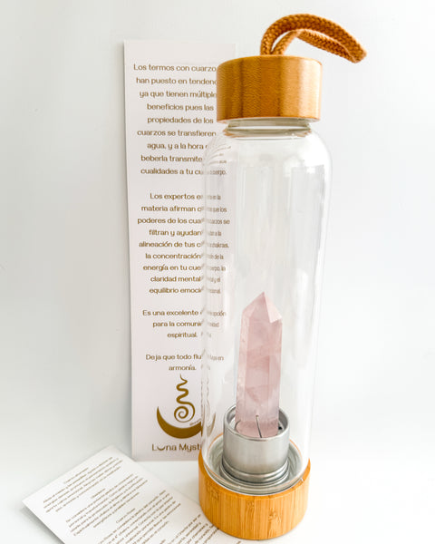 Termo de bambú y cuarzo rosa