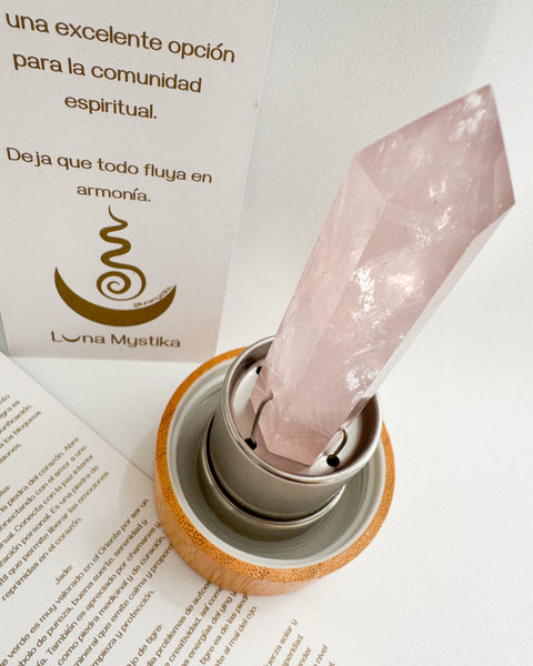 Termo de bambú y cuarzo rosa
