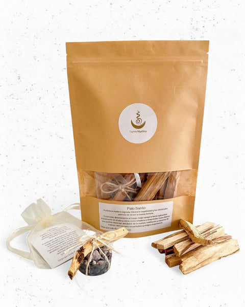 Palo santo y base de cuarzos 50 gr.