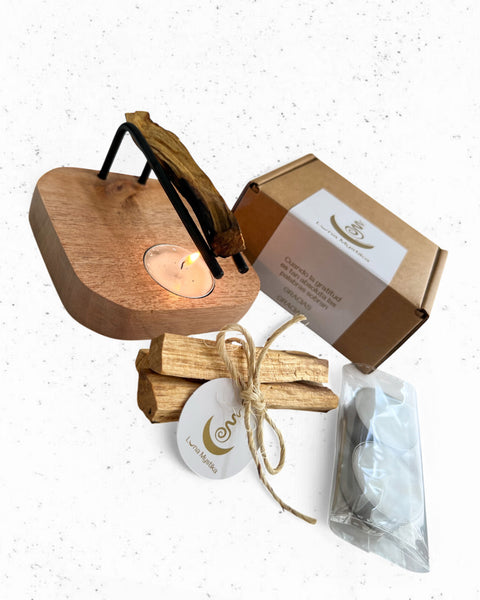 Kit Base de madera de caoba para palo santo